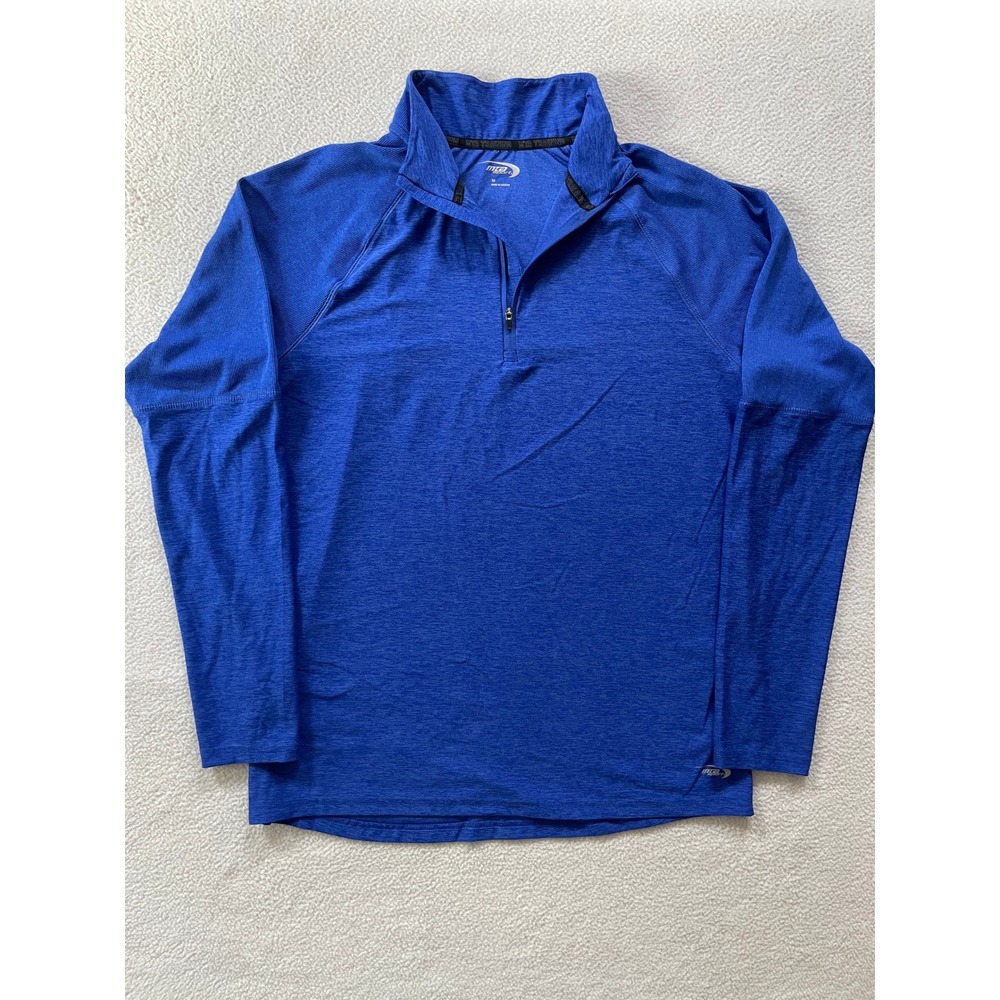 MTA Sport Mens Medium Quarter‎ Zip Pullover Blue Heathered Training Top